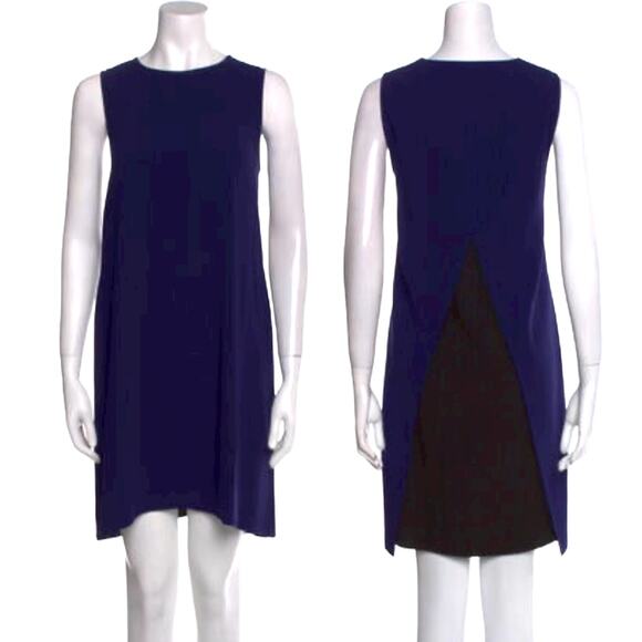 Rag & Bone Dress Split Back Sleeveless High Neck Mini Blue Black‎ Women's Medium - Picture 1 of 14